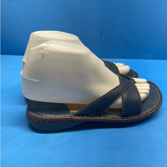 BOC Born Concept Sandals Women 6 M Leather Casual Thong Flat Slide On Shoes Blue - Picture 7 of 11